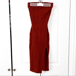 Knitted fall dress set in color burgundy size S